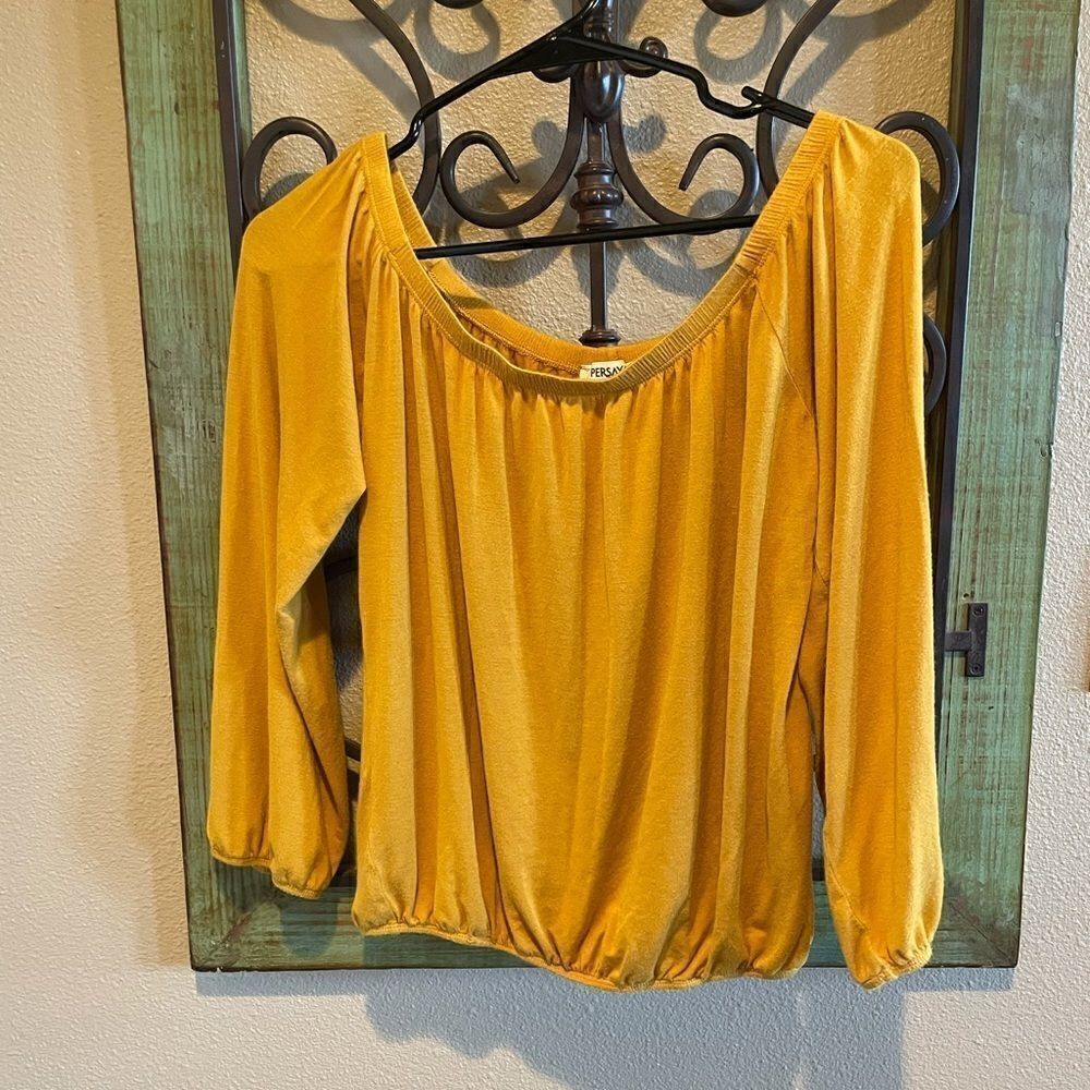 PERSAYA Yellow long sleeve blouse shirt medium
